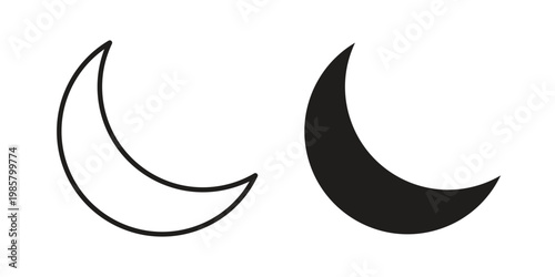 Moon icon design, logo, app, template set. Black icons