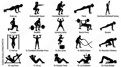 Silhouette of man doing exercises.
