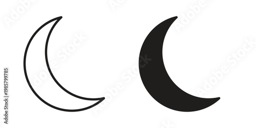 Moon icon design, logo, app, template set. Black icons