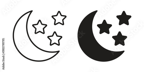 Moon stars icon design, logo, app, template set. Black icons