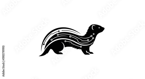 Black and white illustration of animal.