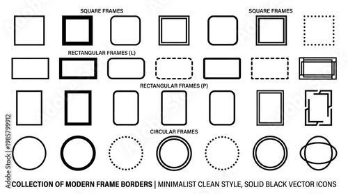 Modern frame borders and shapes icons.