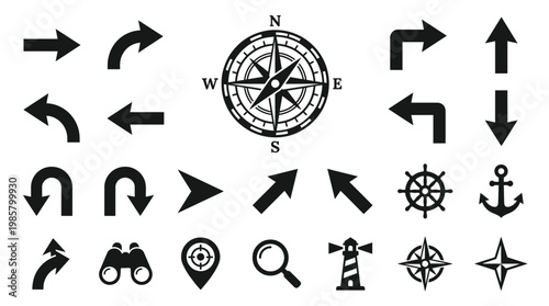 Navigation icons and symbols set.