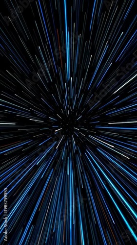 Vibrant blue streaks radiate outward in a mesmerizing abstract light display.