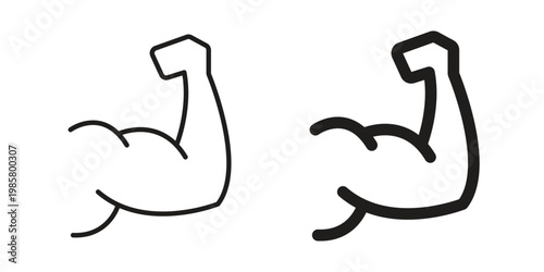 Muscle icon design, logo, app, template set. Black icons