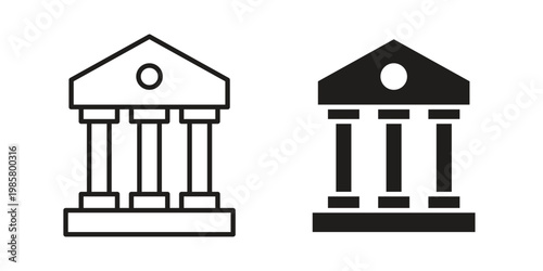 Museum icon design, logo, app, template set. Black icons