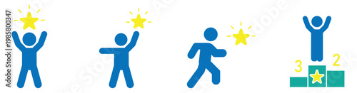 Success Celebration and Winning Achievement Icon Set