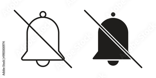 Notification off icon design, logo, app, template set. Black icons