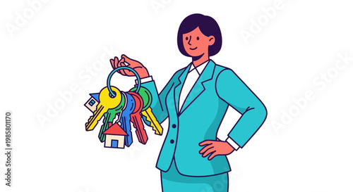 Real Estate Agent Holding House Keys.