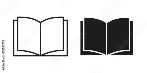 open book icon design, logo, app, template set. Black icons