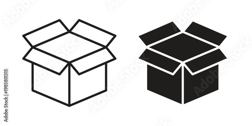 Open box icon design, logo, app, template set. Black icons