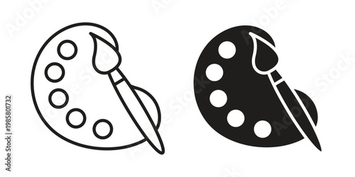 Palette icon design, logo, app, template set. Black icons