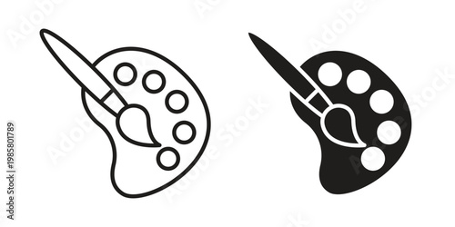 Palette icon design, logo, app, template set. Black icons