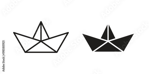 Paper boat icon design, logo, app, template set. Black icons