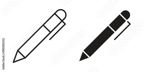 Pen icon design, logo, app, template set. Black icons