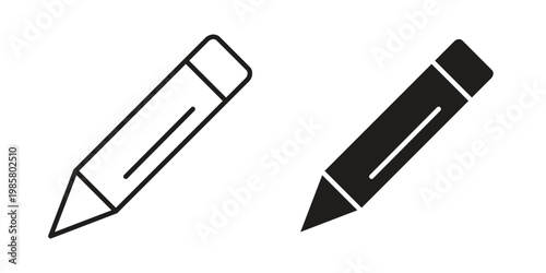 Pencil icon design, logo, app, template set. Black icons