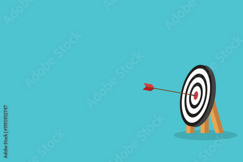Arrow hitting target center – business goal success accuracy strategy concept vector illustration