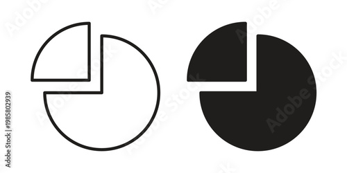 Pie chart icon design, logo, app, template set. Black icons