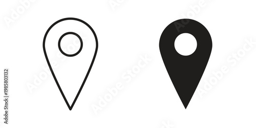 Pin icon design, logo, app, template set. Black icons