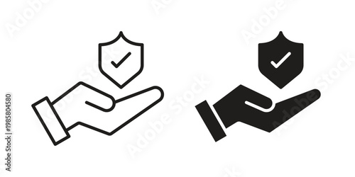 Protection icon design, logo, app, template set. Black icons