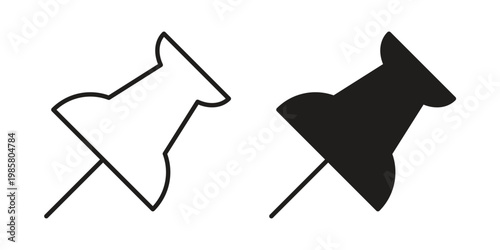 Push pin icon design, logo, app, template set. Black icons