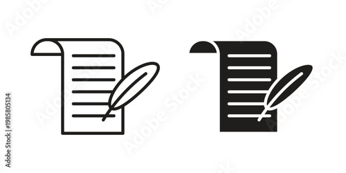 Quill icon design, logo, app, template set. Black icons