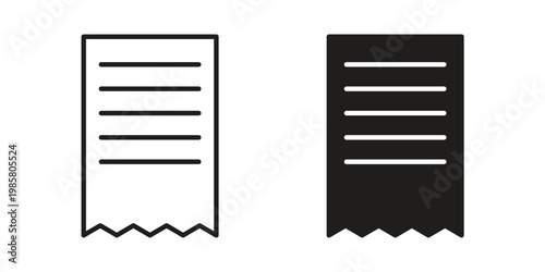 Receipt icon design, logo, app, template set. Black icons