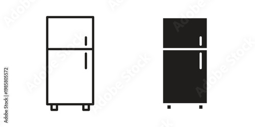Refrigerator icon design, logo, app, template set. Black icons
