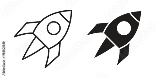 Rocket icon design, logo, app, template set. Black icons