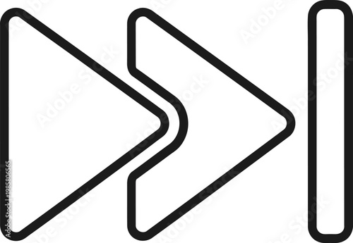 Fast forward button icon outline style black and white with interface, triangle