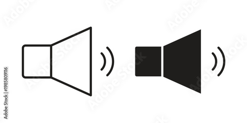 Speaker icon design, logo, app, template set. Black icons