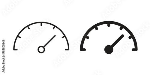 Speedometer icon design, logo, app, template set. Black icons