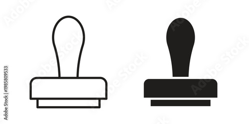 Stamp icon design, logo, app, template set. Black icons