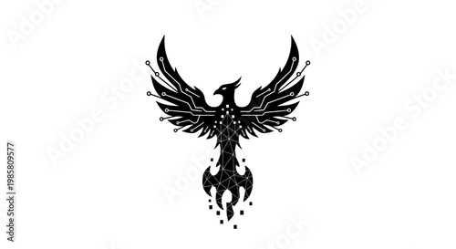 a black silhouette of a phoenix bird.