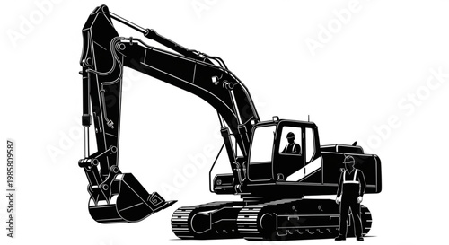 Yellow excavator bulldozer isolated on a white background for construction and heavy machinery work