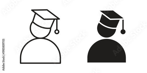 Student icon design, logo, app, template set. Black icons