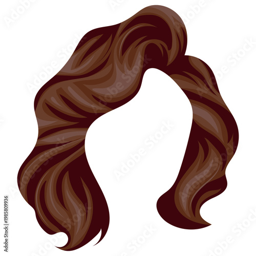 brown fluffy, wavy voluminous hair template for female portraits and character styling