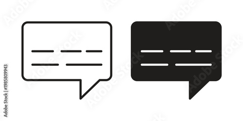 Subtitles icon design, logo, app, template set. Black icons