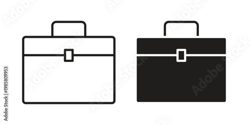 Suitcase icon design, logo, app, template set. Black icons