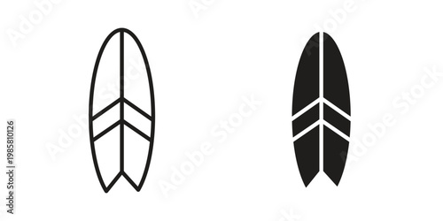 Surf board icon design, logo, app, template set. Black icons