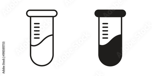 Test tube icon design, logo, app, template set. Black icons