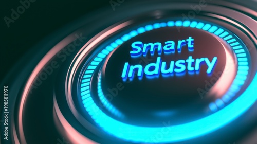 A futuristic glowing dial with the words 