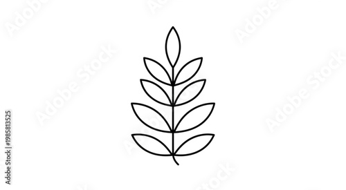 A minimalist line drawing of a plant with leaves is shown.