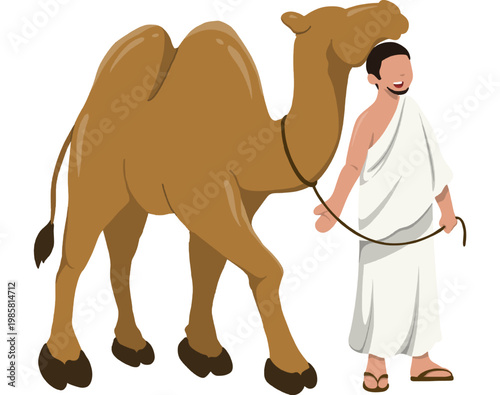 Man in Ihram with Camel