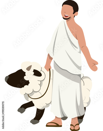 Man in Ihram with Sheep