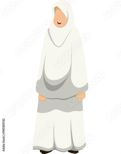 Woman in White Hijab and Dress