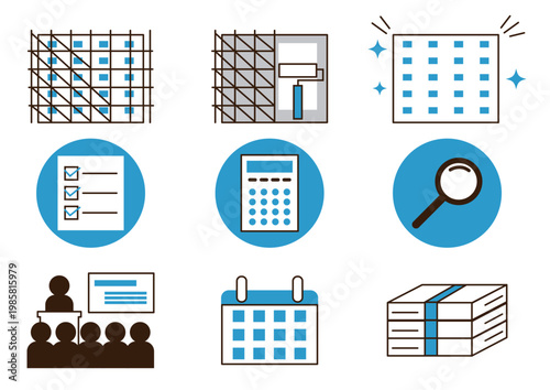 マンションなどの大規模修繕工事に関するアイコンセット