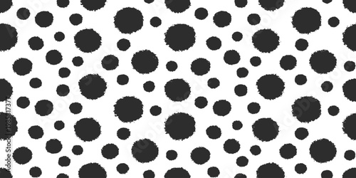 Abstract seamless pattern with black irregular hand drawn dots vector illustration