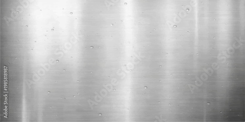 Polished silver brushed metal plate background featuring a shiny metallic stainless steel texture with a light grey aluminum surface pattern and reflective steel material backdrop