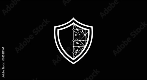 Shield logo with circuit board design.